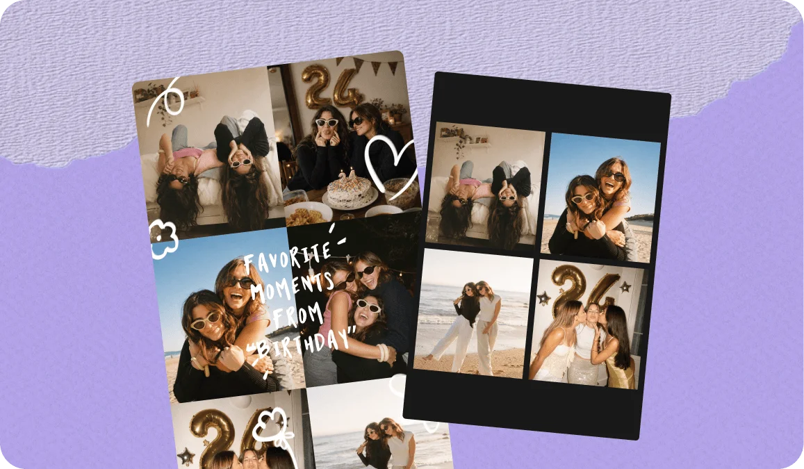 Photo collage used as a birthday or holiday greeting card